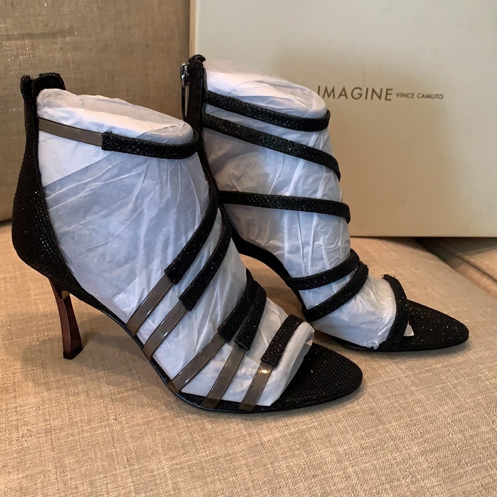 4️⃣9️⃣Vince Camuto Imagine /Sparkle Black Strappy Sandal - Picture 5 of 9